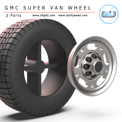 GMC Super Van Wheel 3D Model – Printable - Image 2