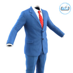 3D model of an elegant blue men's suit for animation and design, showing realistic folds and details
