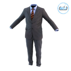 Realistic Men's Formal Suit 3D Model – Black Outfit for Games and Animation
