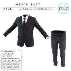 3D model of an elegant blue men's suit for animation and design, showing realistic folds and details