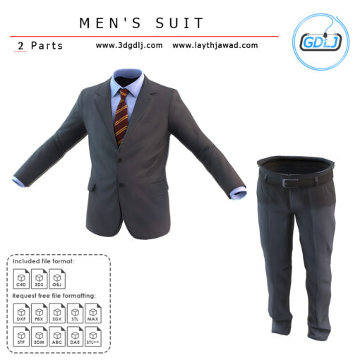 Men's Formal Suit 3D Model – Realistic & Game-Ready Outfit - Image 5