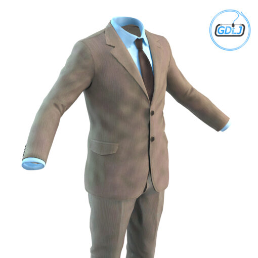 3D suit model for men with detailed fabric textures