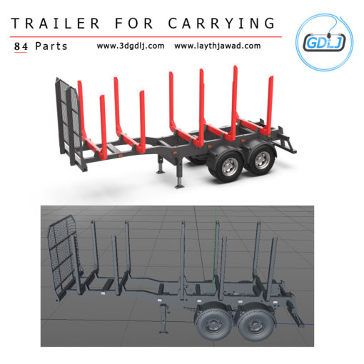 3D printed log trailer model for RC trucks and scale diorama builds