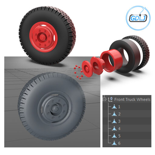 Front truck wheels 3D model