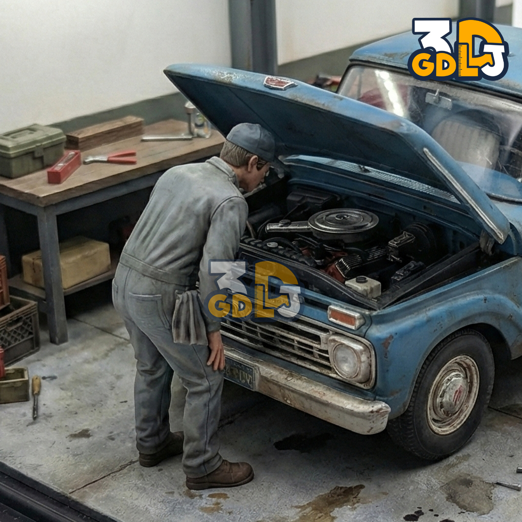 Mechanic Figure - Workshop Edition – 1/64 1/43 1/24 Scale – STL Printable - Image 6