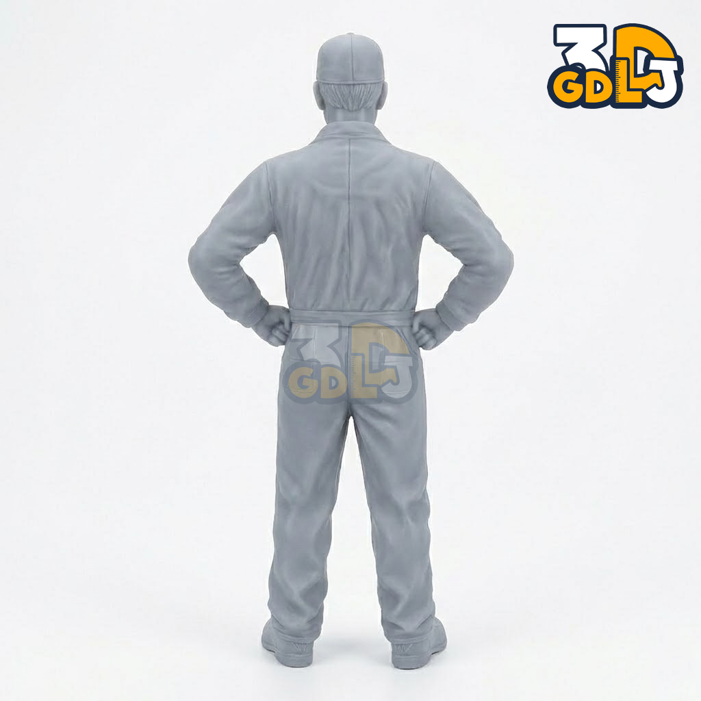 Mechanic Figure - Garage Crew for Diorama - 1/64 1/43 1/24 Scale - STL Printable - Image 3