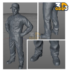 Alternative view of Mechanic Figure - Garage Crew for Diorama - 1/64 1/43 1/24 Scale - STL Printable