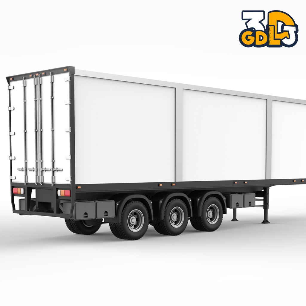 Tri-Axle Refrigerated Semi-Trailer - 3D Print Ready - Image 3