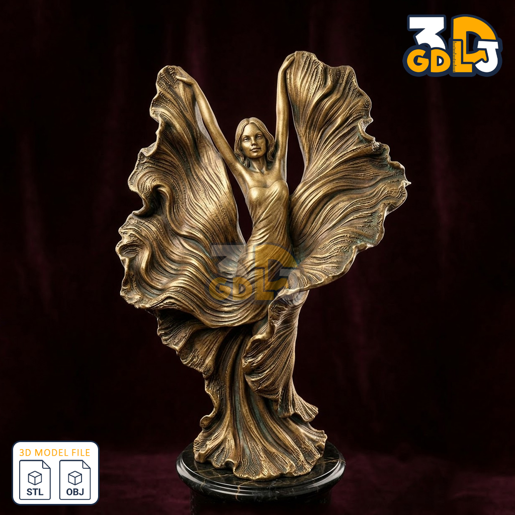 Dancing Mermaid Girl - 3D model statue - Image 2