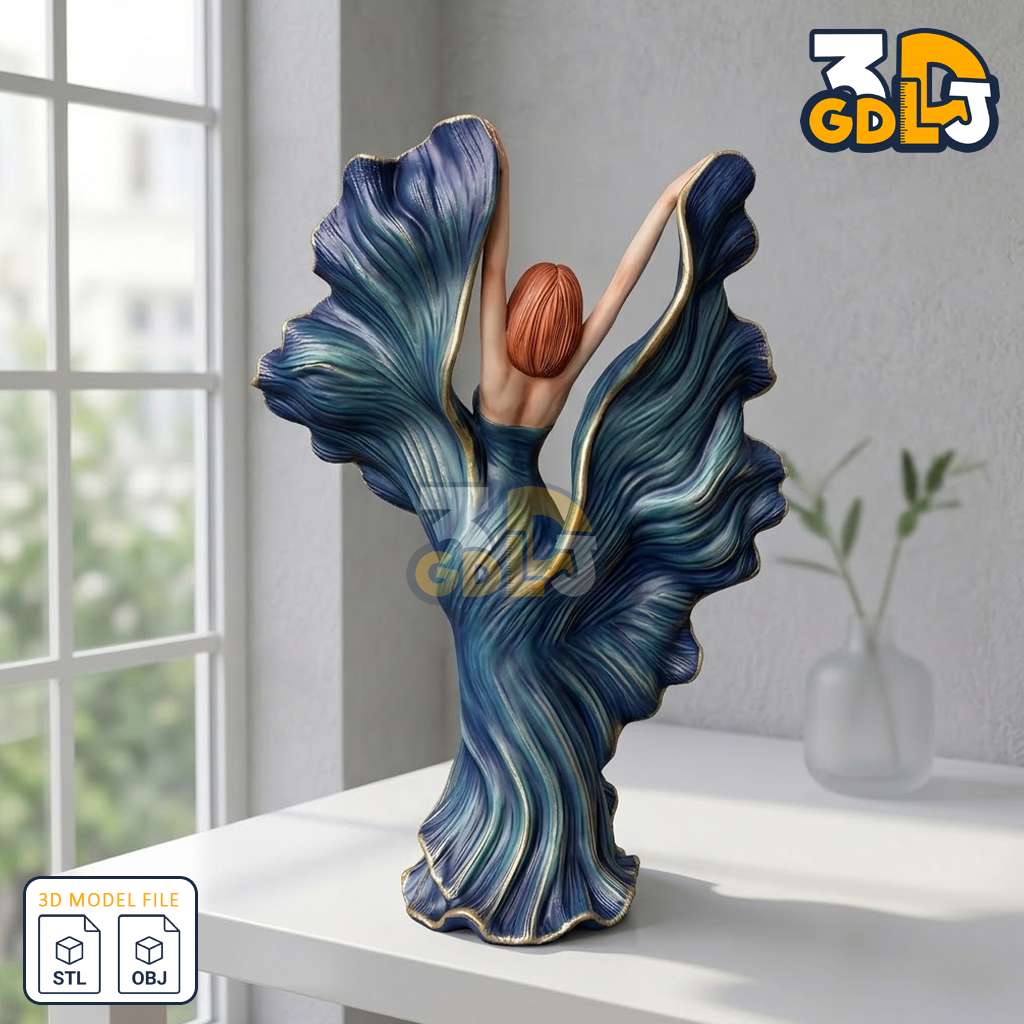 Dancing Mermaid Girl - 3D model statue - Image 3