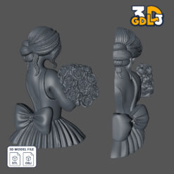 Alternative view of Rose Girl statue 3D Model
