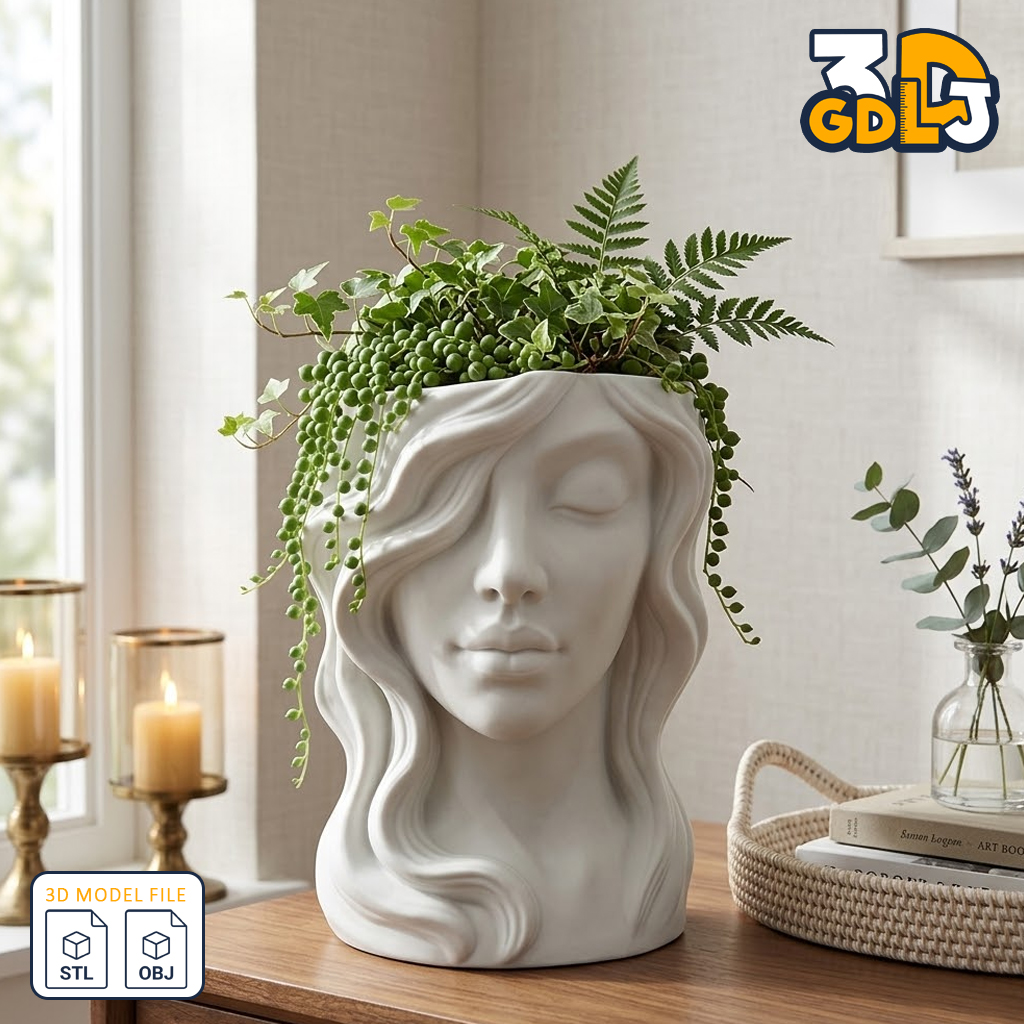 Girl Face Planter 3D Model - Image 4