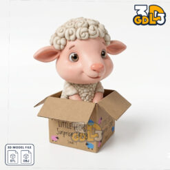 Cute sheep in box 3D Model
