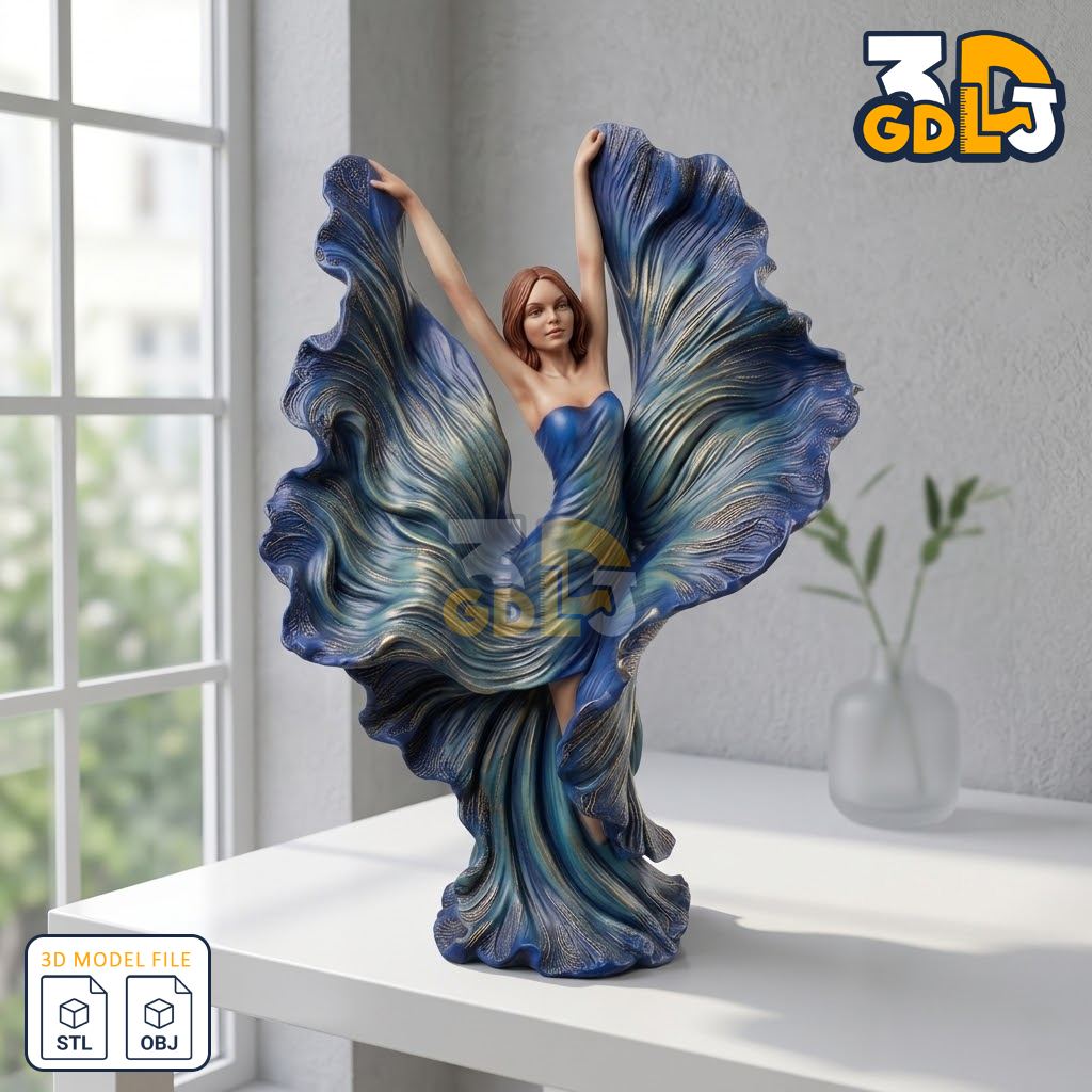 Dancing Mermaid Girl - 3D model statue - Image 4