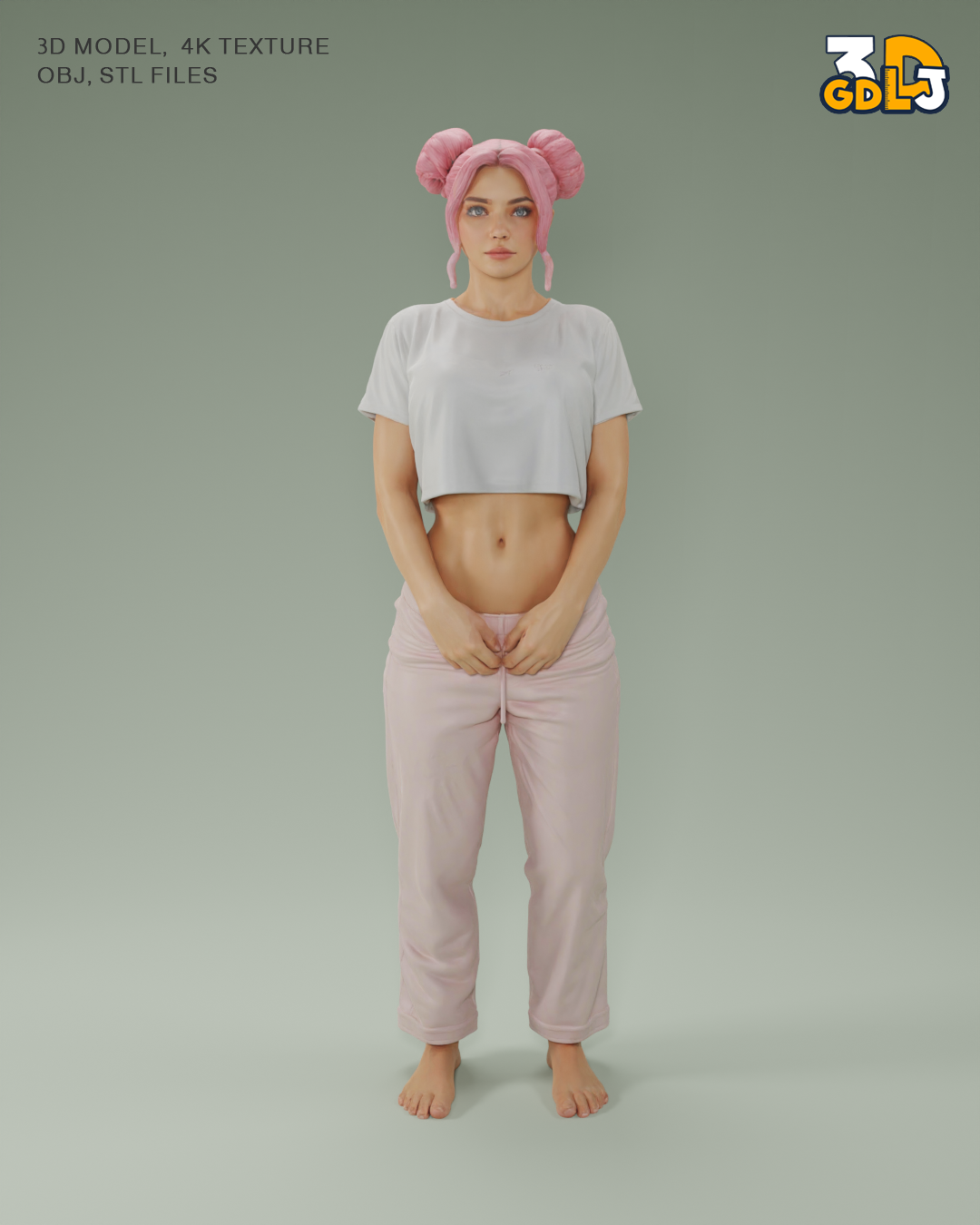 Luna Girl Stylized Character – 4K PBR Model - Image 8