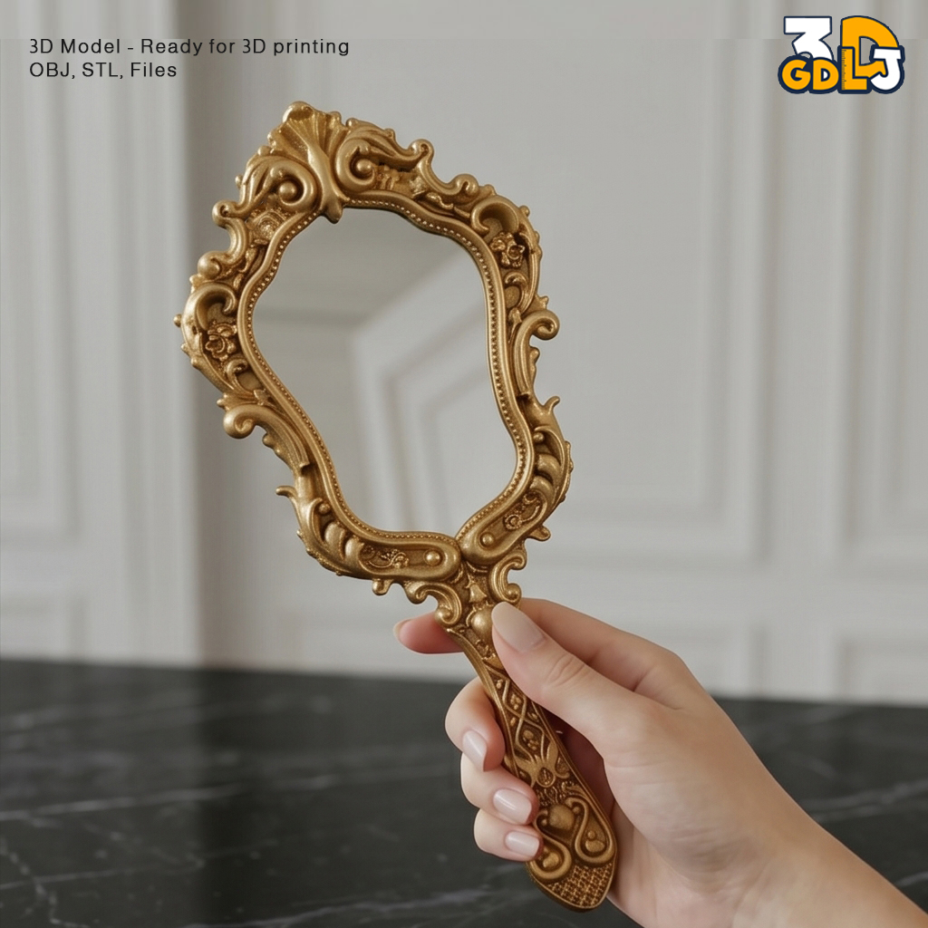 Royal Hand Mirror 3D Model STL File - Image 5