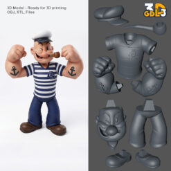 Alternative view of Popeye Cartoon Character 3D model