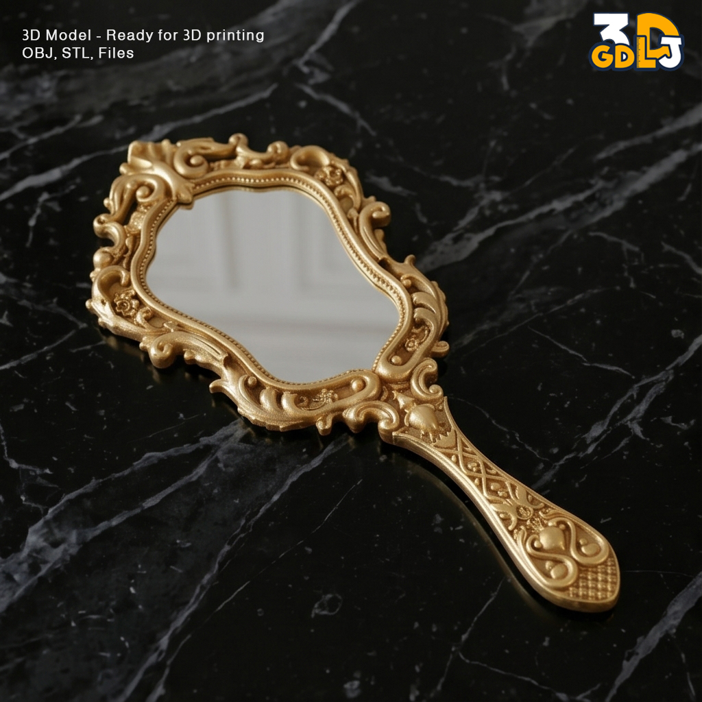 Royal Hand Mirror 3D Model STL File - Image 4