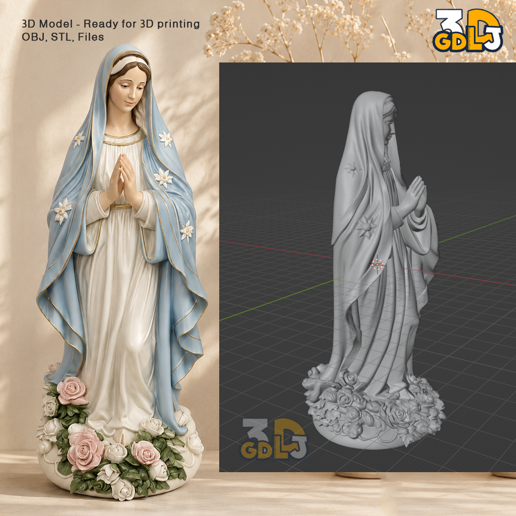 Virgin Mary Statue 3D Printable Model - Image 4