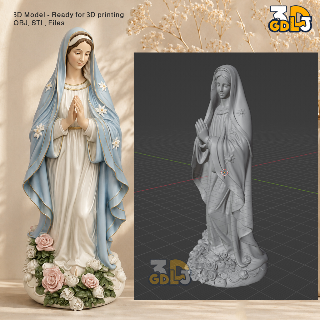 Virgin Mary Statue 3D Printable Model - Image 5