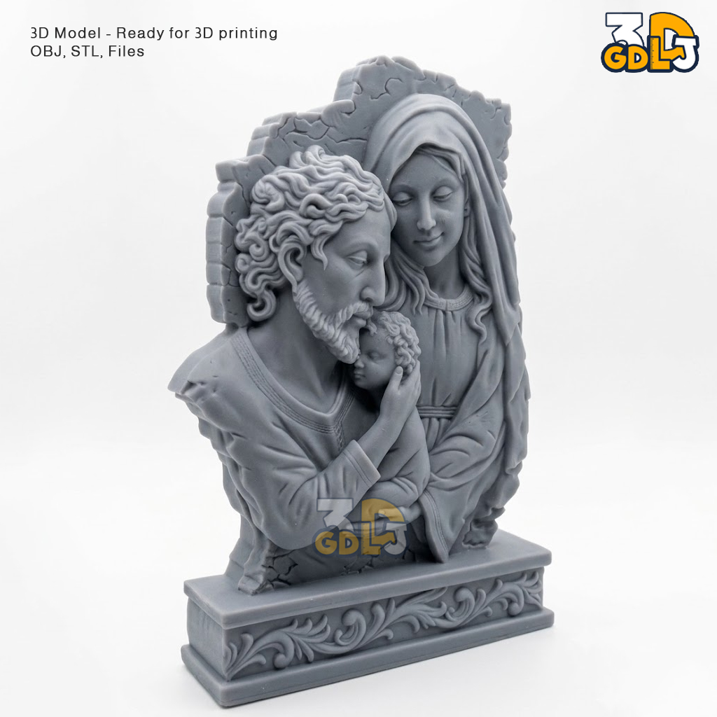 Holy Family Relief 3D Print Model - Image 4