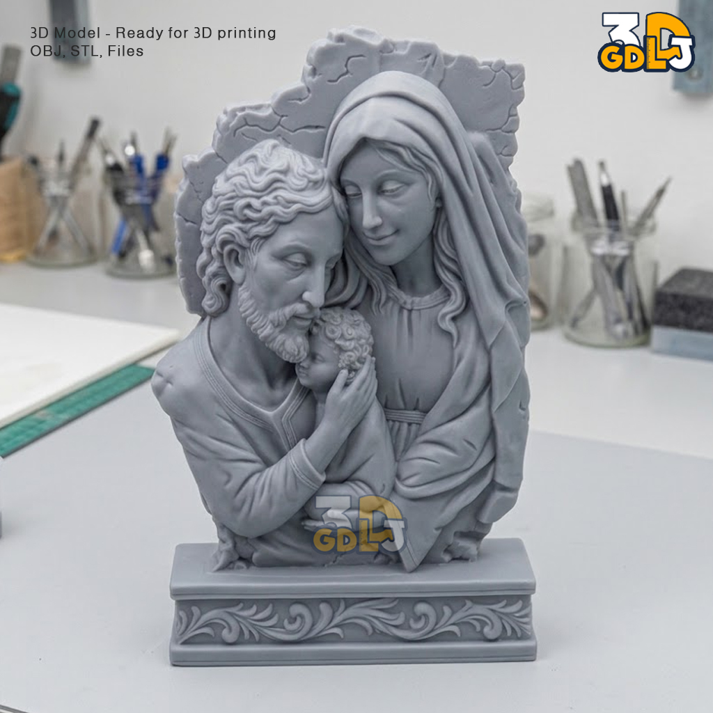Holy Family Relief 3D Print Model - Image 2