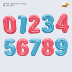 Inflatable 3D Numbers (0-9) - STL OBJ Files