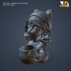 Cute Cat Girl Planter 3D Model - Image 5