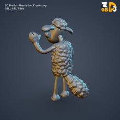 Cartoon Sheep Figurine 3D Model – Cute Shaun Sheep STL & OBJ for 3D Printing - Image 4