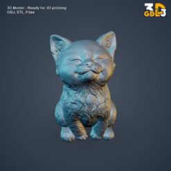 Cute Smiling Kitten 3D Model – Happy Cat Figurine STL & OBJ for 3D Printing