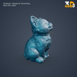 Cute Smiling Kitten 3D Model – Happy Cat Figurine STL & OBJ for 3D Printing - Image 5
