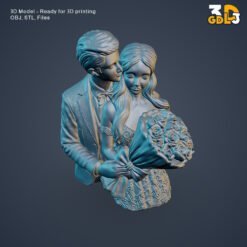 Romantic Couple Bust 3D Model - Image 3