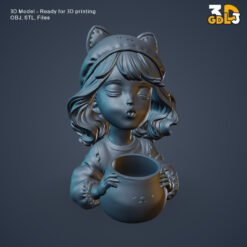 Cute Cat Girl Planter 3D Model