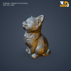 Alternative view of Cute Smiling Kitten 3D Model – Happy Cat Figurine STL & OBJ for 3D Printing