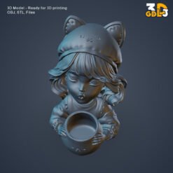 Cute Cat Girl Planter 3D Model - Image 4