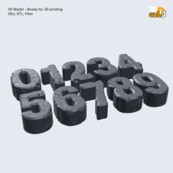 Stone Cracked 3D Numbers Set (0–9) 3D Print Model - Image 3