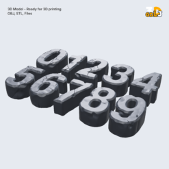 Stone Cracked 3D Numbers Set (0–9) 3D Print Model - Image 4