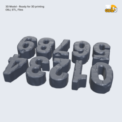 Stone Cracked 3D Numbers Set (0–9) 3D Print Model - Image 7