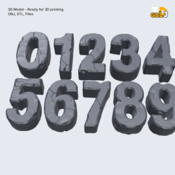 Alternative view of Stone Cracked 3D Numbers Set (0–9) 3D Print Model