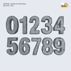 Stone Cracked 3D Numbers Set (0–9) 3D Print Model